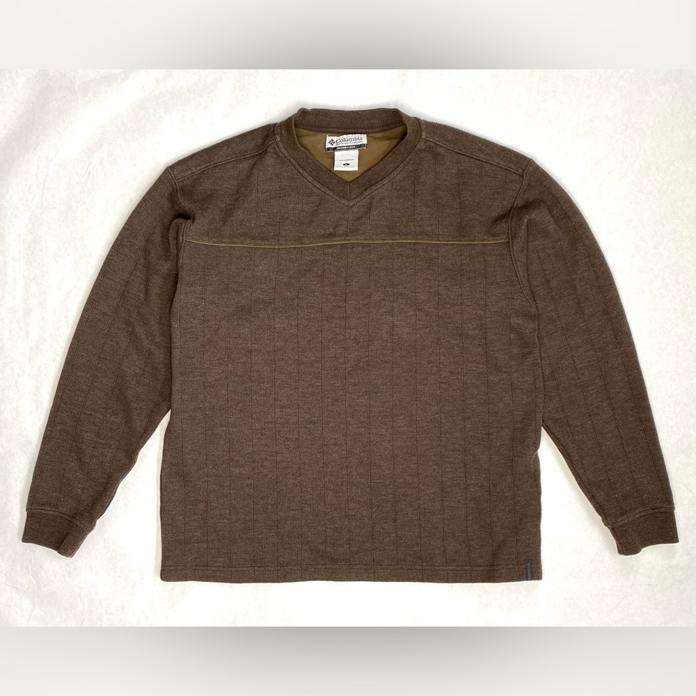 Columbia Sportswear Company Men's Brown V-Neck Ribbed Knit Sweater Shirt Size L